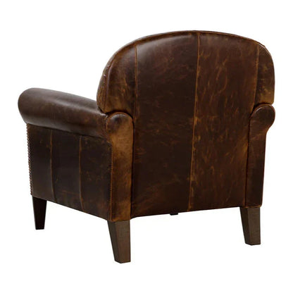 Bastoni Lounge Chair Chocolate Leather With Brass Nailheads