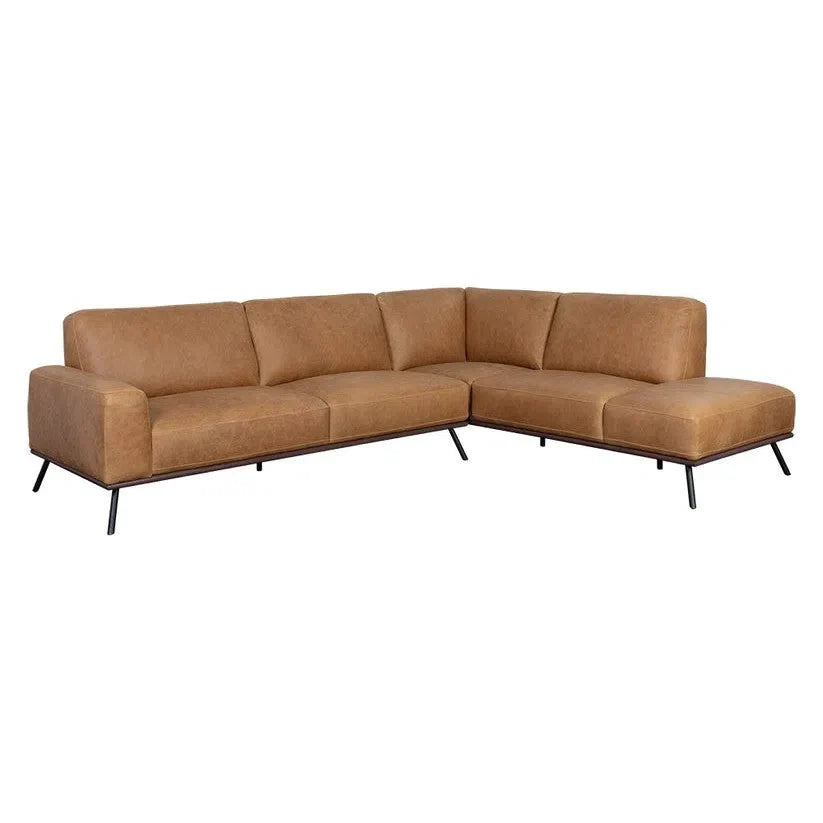 Brandi Sofa Chaise Camel Leather With Modern Elegance