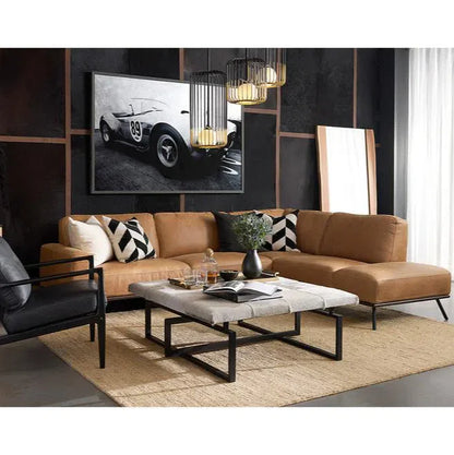 Brandi Sofa Chaise Camel Leather With Modern Elegance