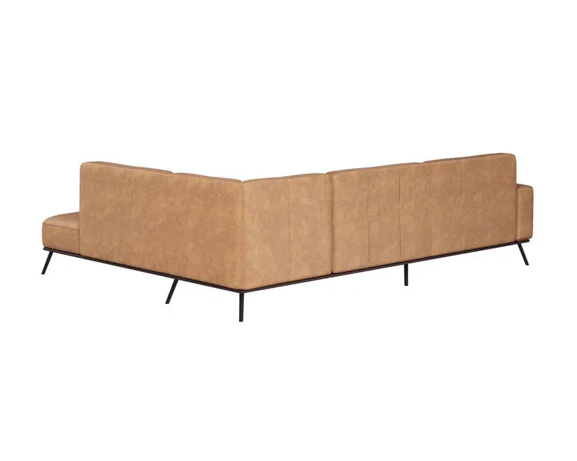 Brandi Sofa Chaise Camel Leather With Modern Elegance