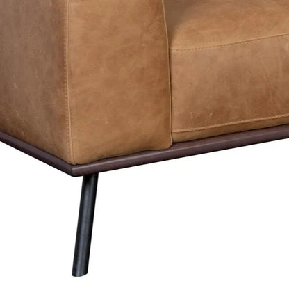 Brandi Sofa Chaise Camel Leather With Modern Elegance