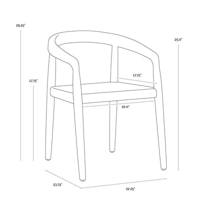 Cayman Dining Armchair Charcoal Solid Teak Wood Frame