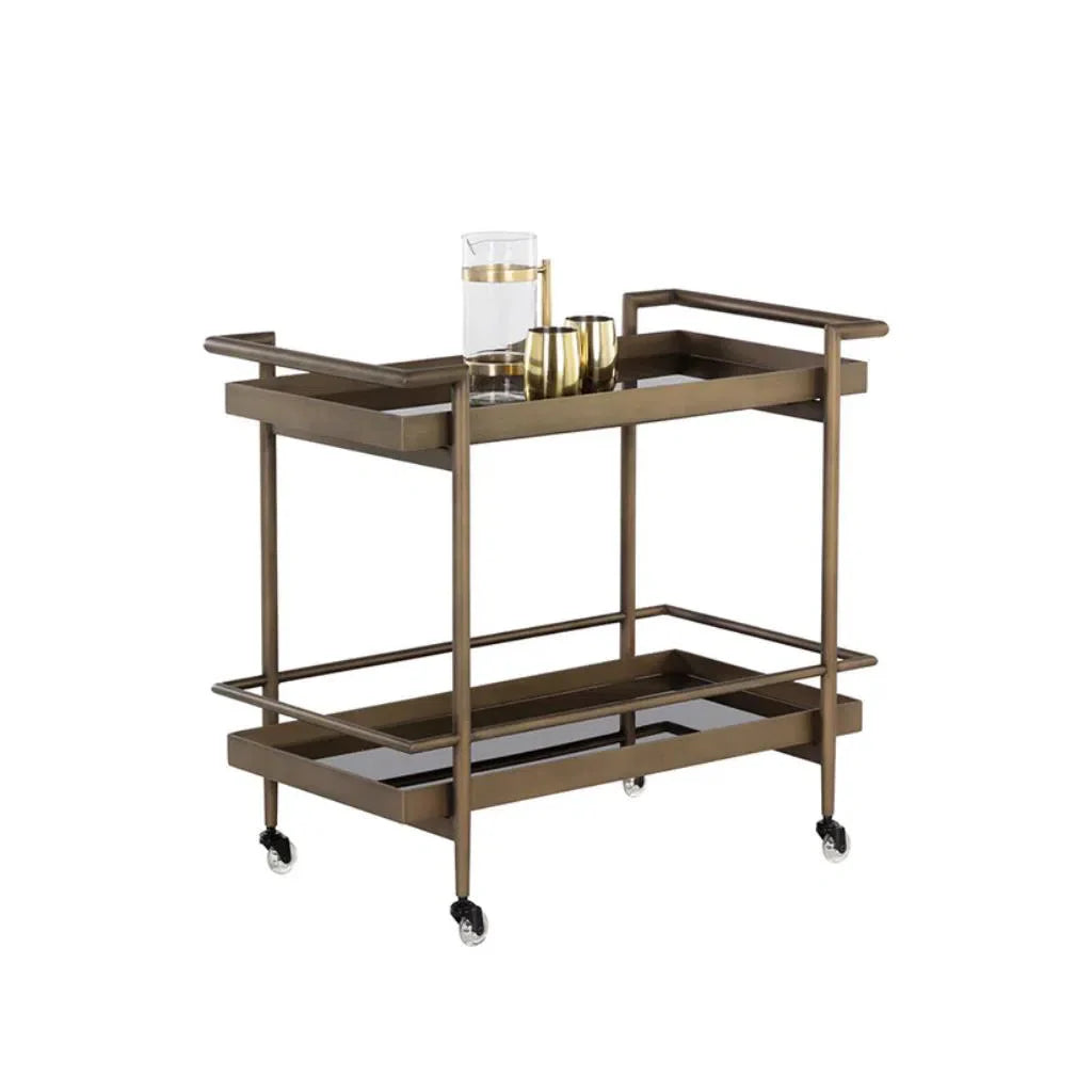 Livingston Steel Framed Glass Bar Cart