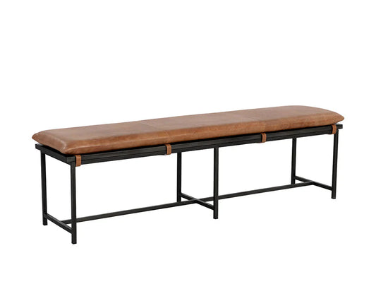 Zancor Bench - Tan Leather with Gunmetal Frame