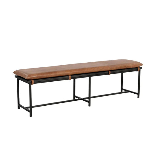 Zancor Bench - Tan Leather with Gunmetal Frame