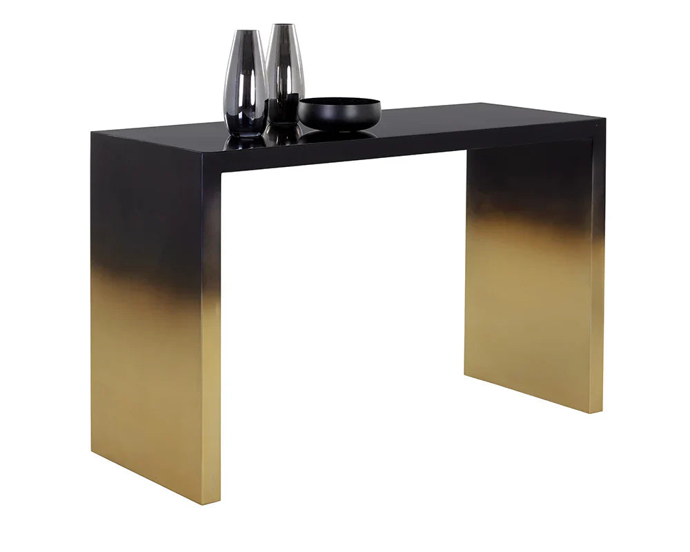 Monaro Console Table Black & Antique Brass