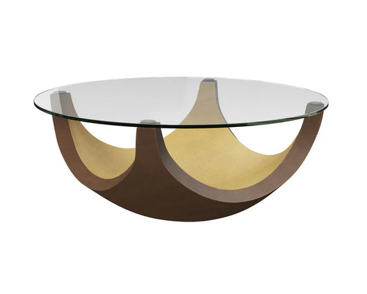 Burnell Coffee Table With Clear Glass And Brass Base