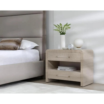 Atherton Wooden Framed Raffia Nightstand