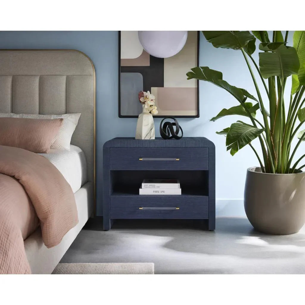 Atherton Wooden Framed Raffia Nightstand