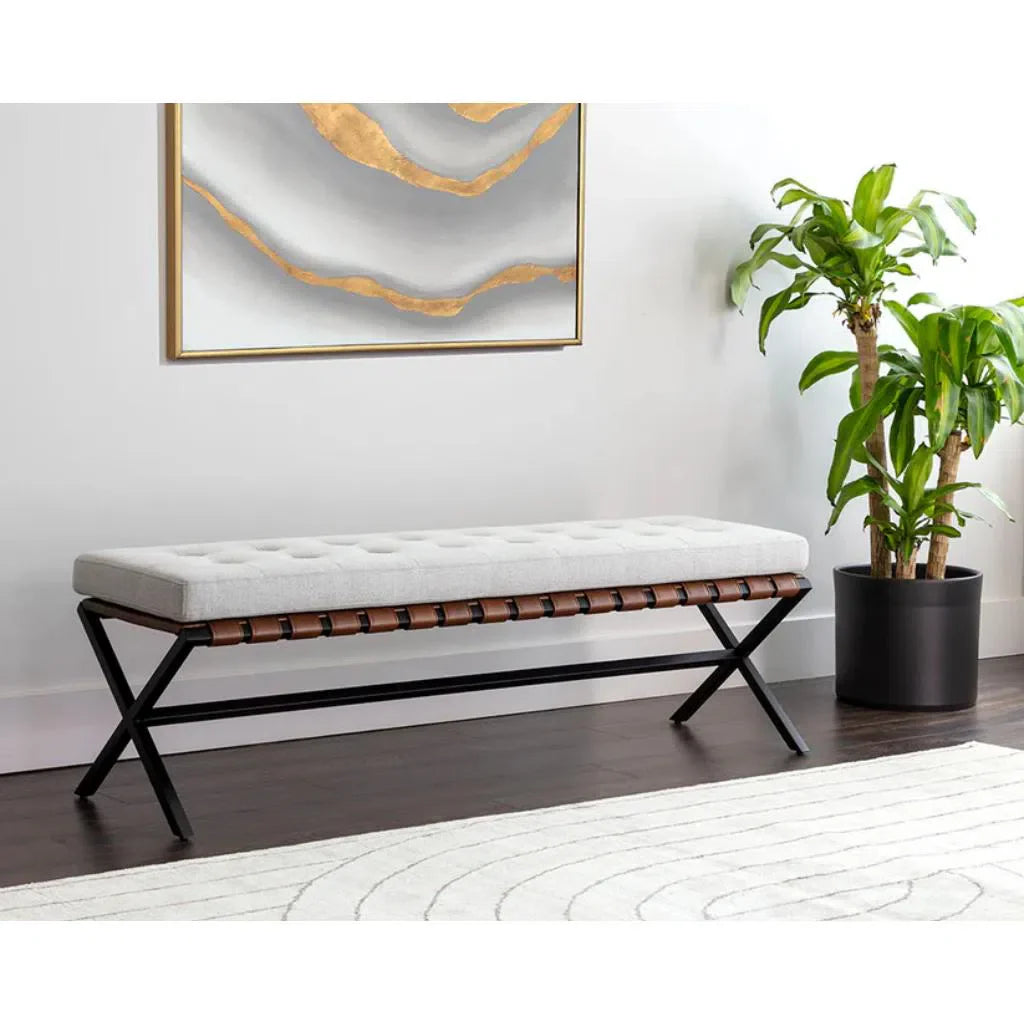 Kenji Leather Upholstered Small Backless Bench