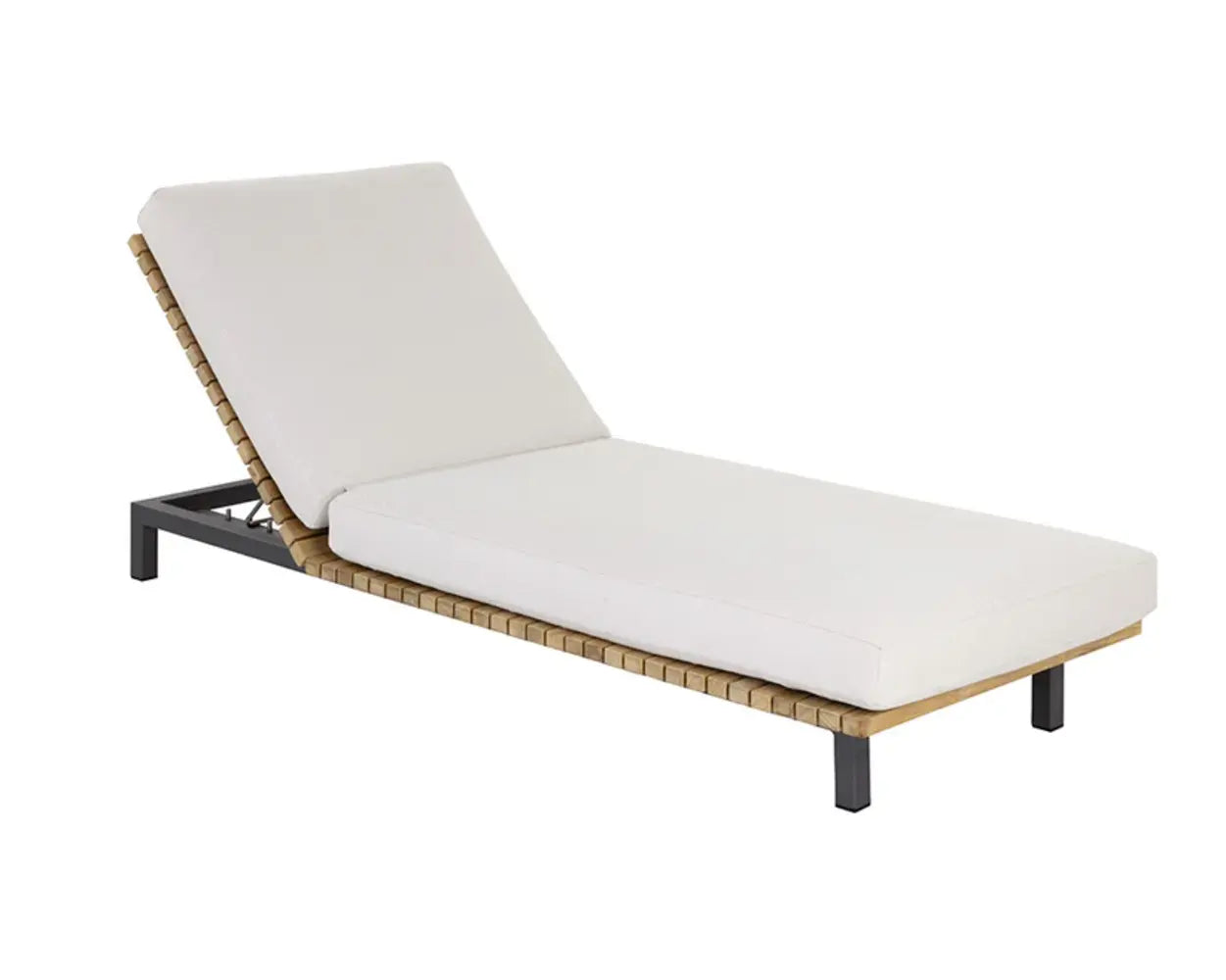 Geneve Cream Fabric Upholstered Outdoor Lounger