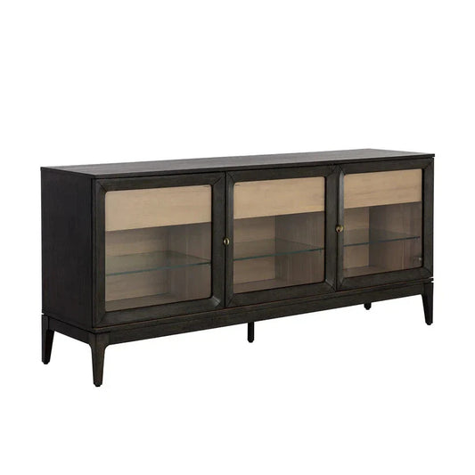 Cecilia Sideboard With Mid-Century Design And Glass Doors