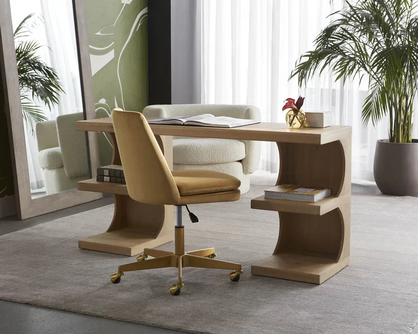 Catrine Mmesmerizing Shaped Wooden Desk