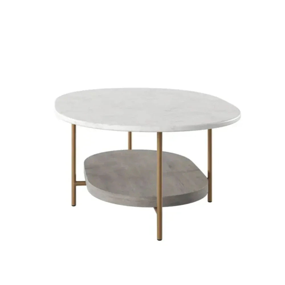 Deja White Marble Topped Oval Coffee Table