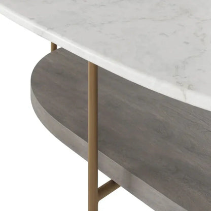 Deja White Marble Topped Oval Coffee Table