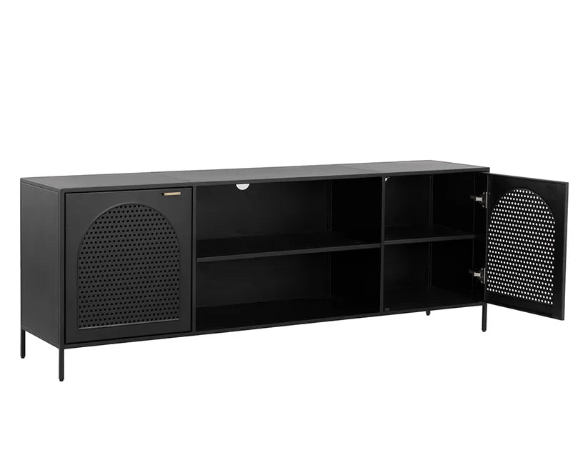 Aziza Media Console And Cabinet With Brass Handles