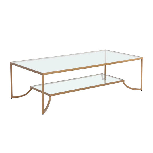 Kessler Coffee Table With Antique Gold Iron Frame