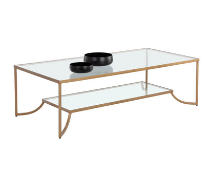 Kessler Coffee Table With Antique Gold Iron Frame