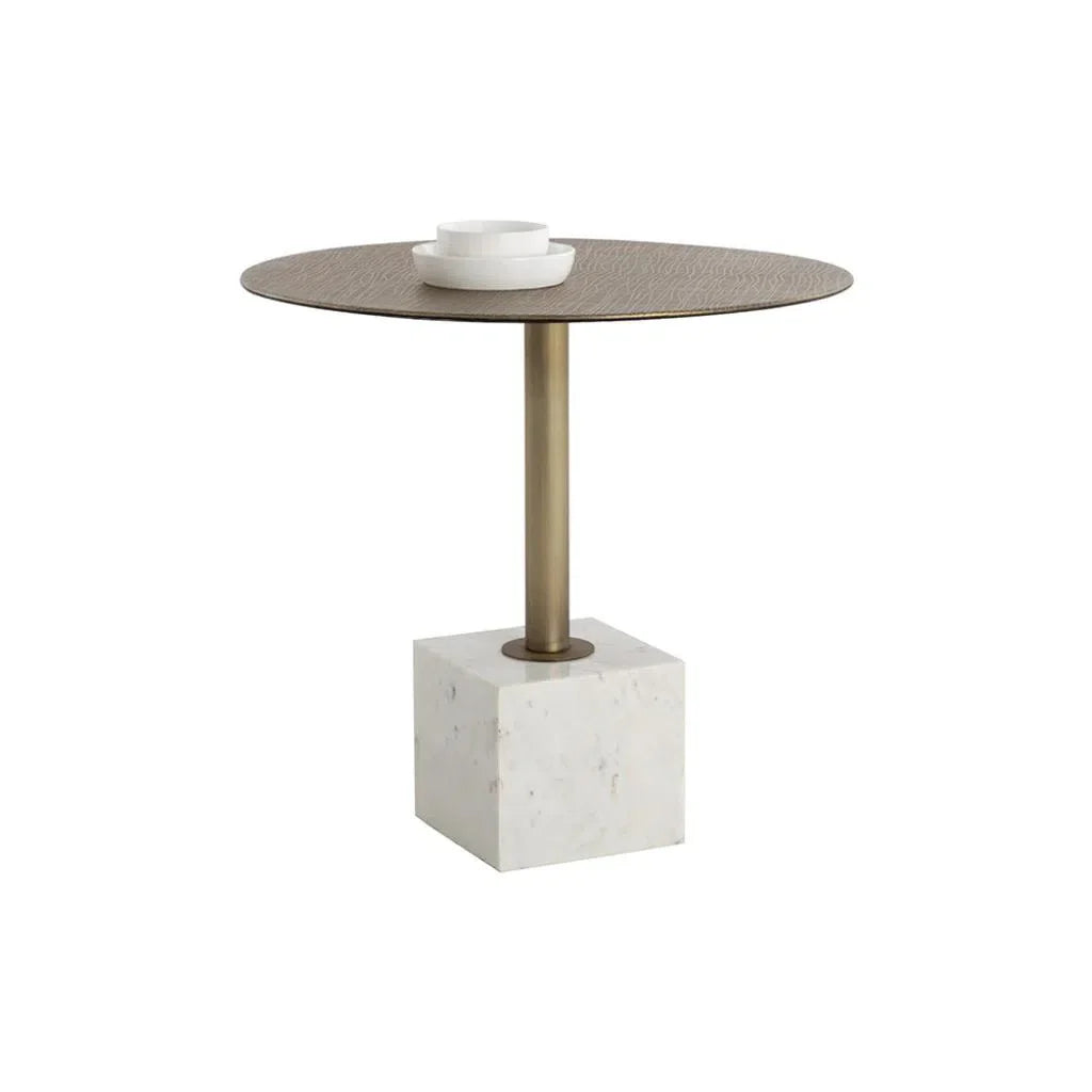 32" Kata Marble Based Iron Round Bistro Table