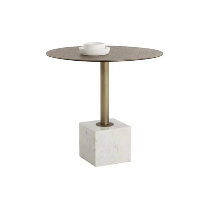 32" Kata Marble Based Iron Round Bistro Table