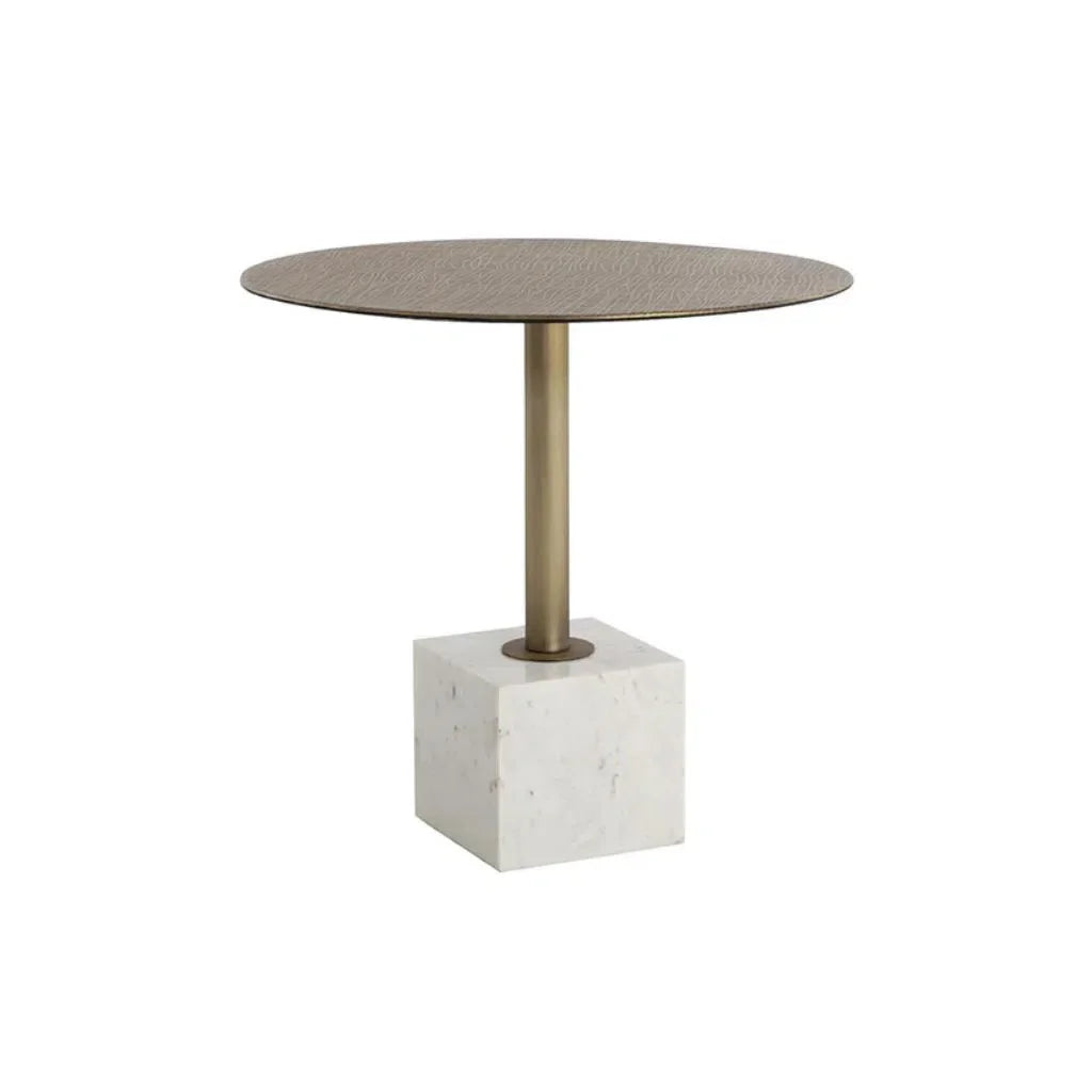 32" Kata Marble Based Iron Round Bistro Table