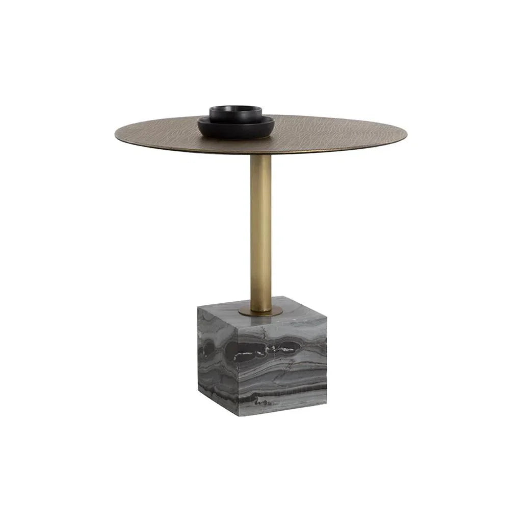 32" Kata Marble Based Iron Round Bistro Table