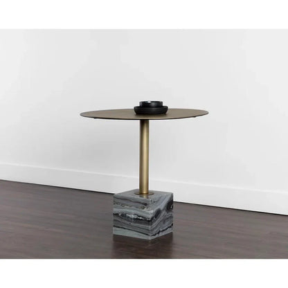 32" Kata Marble Based Iron Round Bistro Table