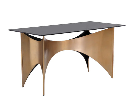 Elegant London Desk With Smoked Glass And Gold Finish