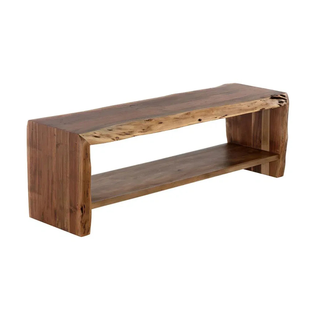 Ridge Waterfall Edge Designed Wooden Backless Bench