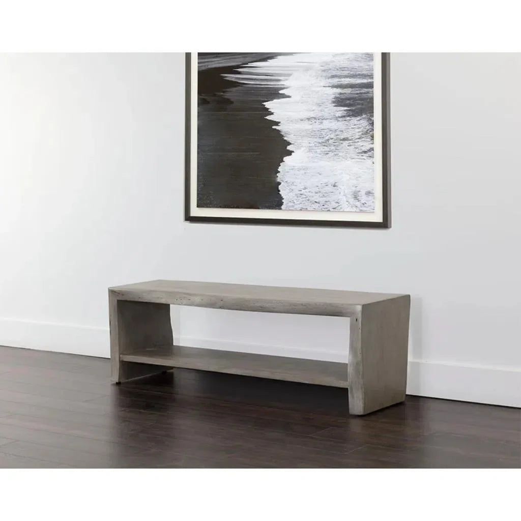 Ridge Waterfall Edge Designed Wooden Backless Bench