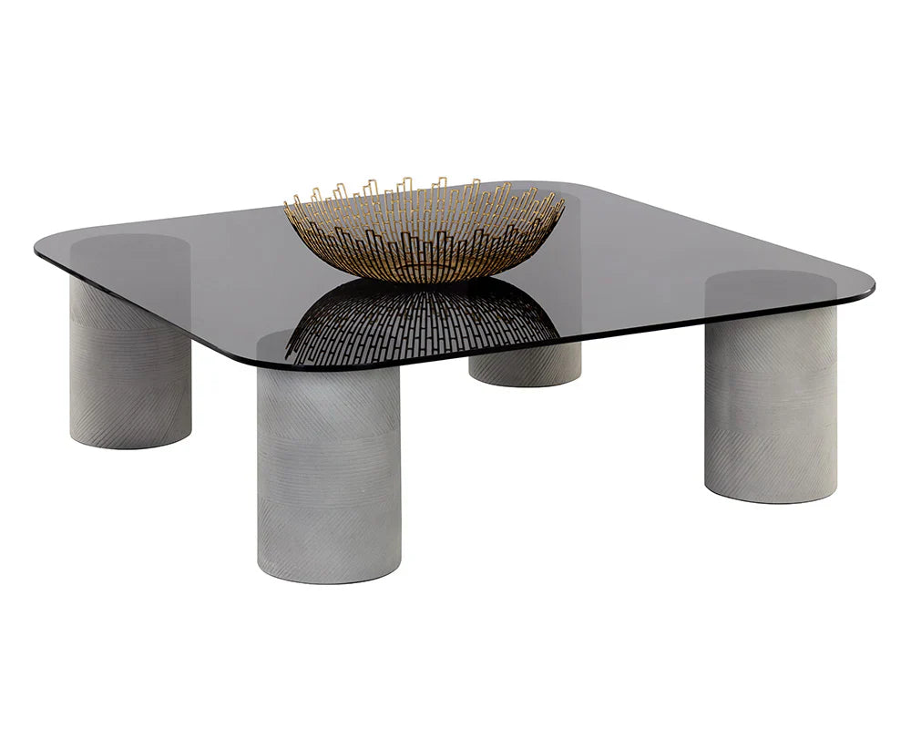 Maude Coffee Table Sleek Smoked Glass and Concrete Design