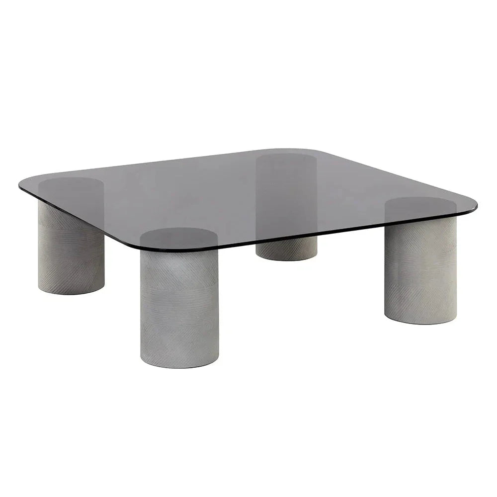 Maude Coffee Table Sleek Smoked Glass and Concrete Design