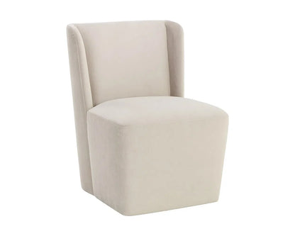 Amita Fabric Upholstered Wheeled Armless Dining Chair