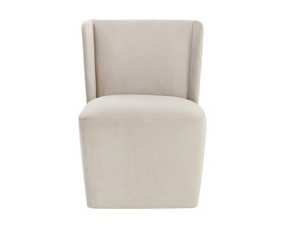 Amita Fabric Upholstered Wheeled Armless Dining Chair