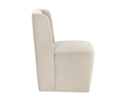 Amita Fabric Upholstered Wheeled Armless Dining Chair