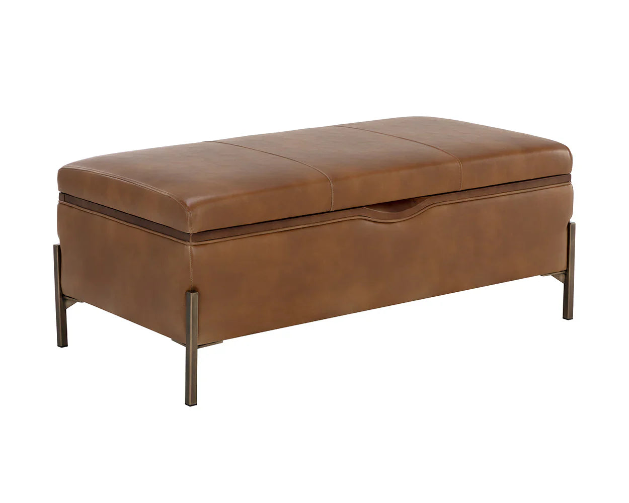 Kael Storage Bench Tobacco Tan Modern Faux Leather