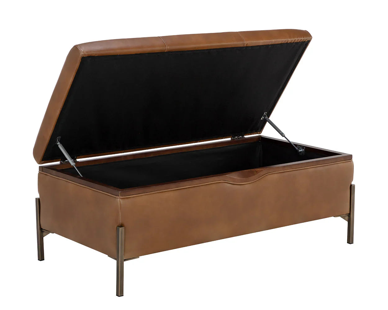 Kael Storage Bench Tobacco Tan Modern Faux Leather