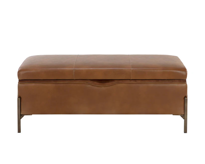 Kael Storage Bench Tobacco Tan Modern Faux Leather