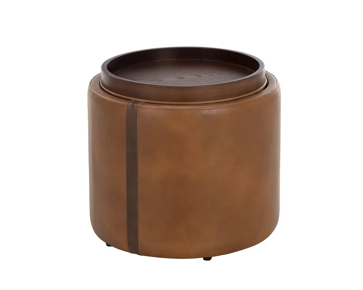 Borelli Leather Upholstered Round Storage Ottoman