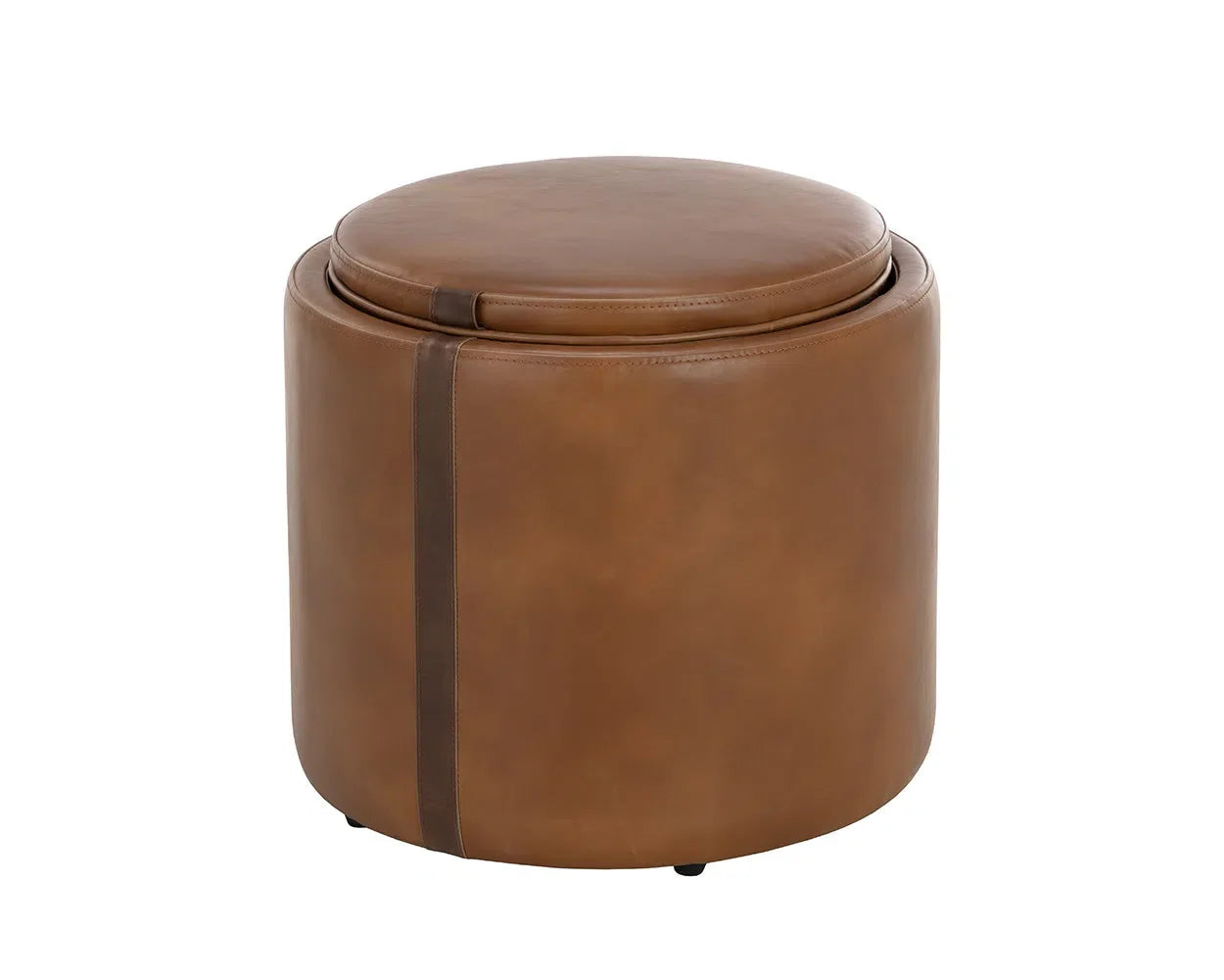 Borelli Leather Upholstered Round Storage Ottoman