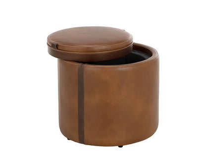 Borelli Leather Upholstered Round Storage Ottoman