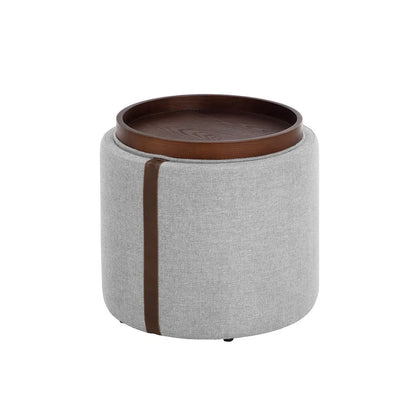 Borelli Leather Upholstered Round Storage Ottoman