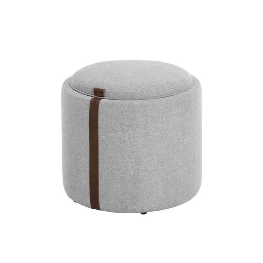 Borelli Leather Upholstered Round Storage Ottoman