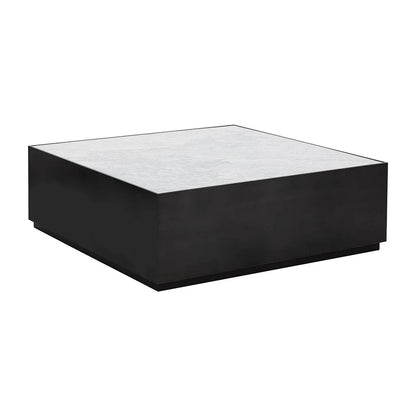 Selah Coffee Table Modern Marble Top With Black Base