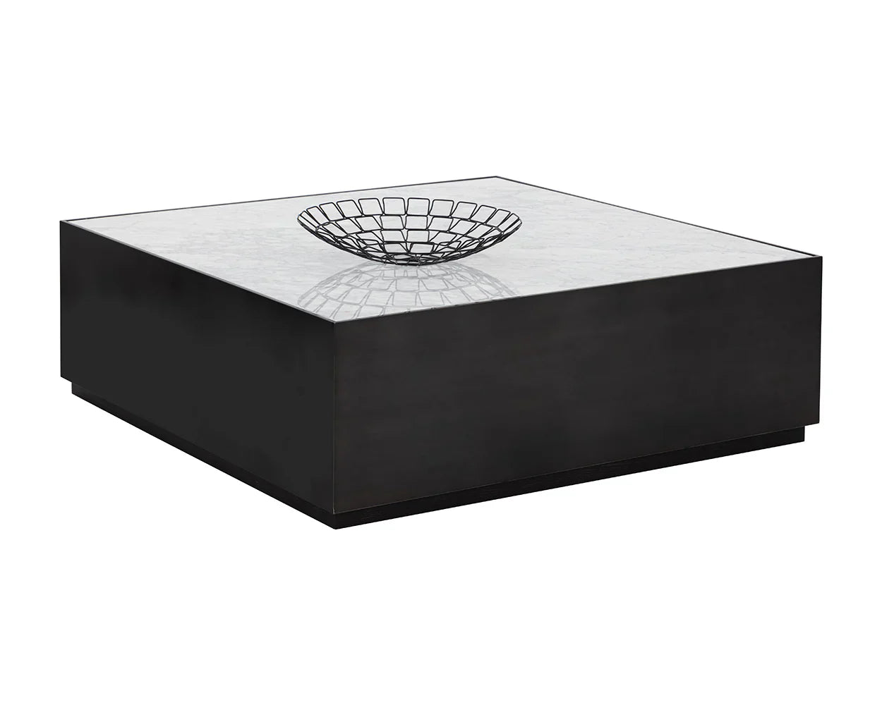 Selah Coffee Table Modern Marble Top With Black Base