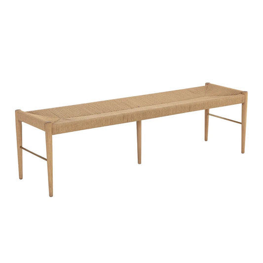 Moira Bench Natural Paper Rope With Solid Oak Frame