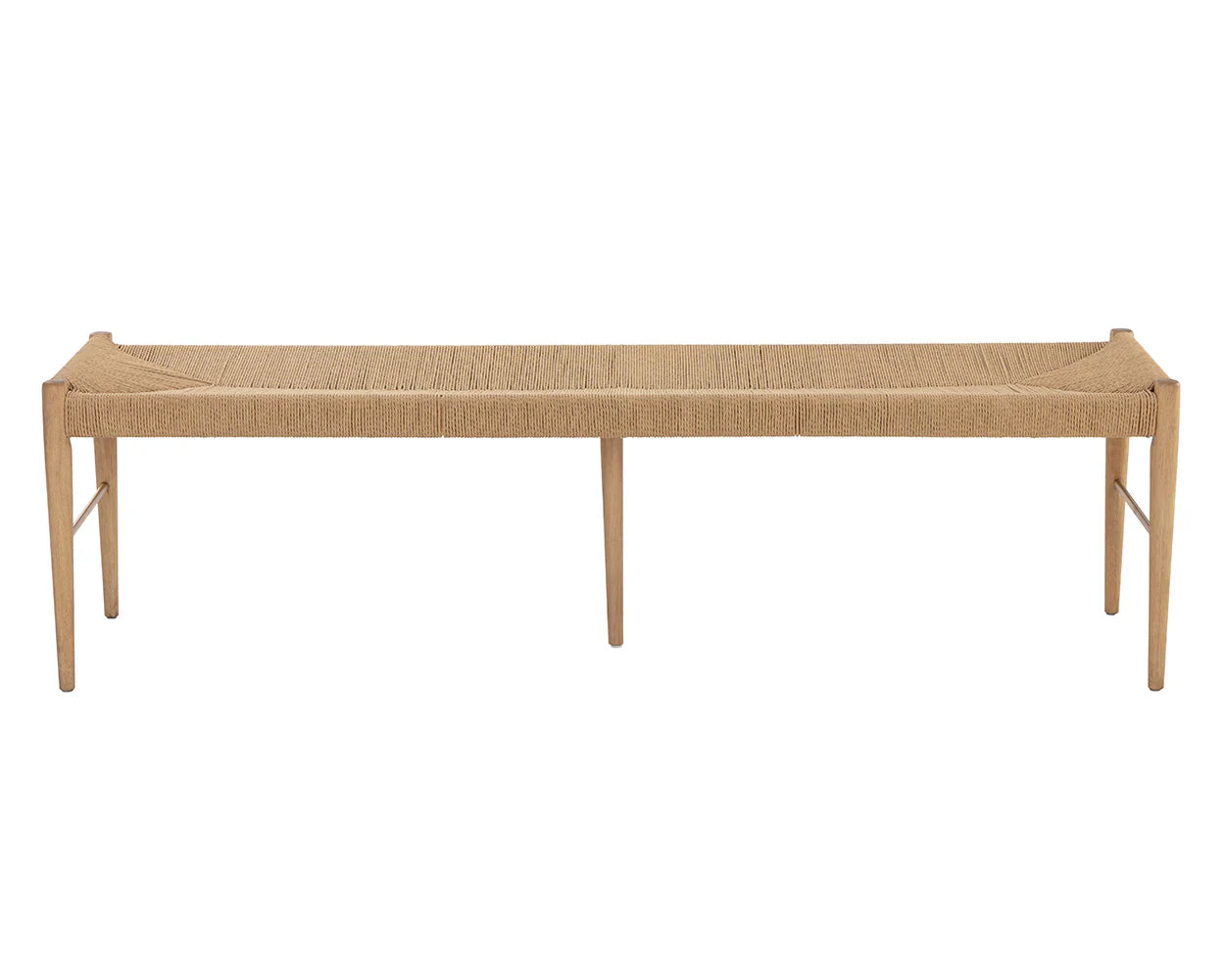 Moira Bench Natural Paper Rope With Solid Oak Frame