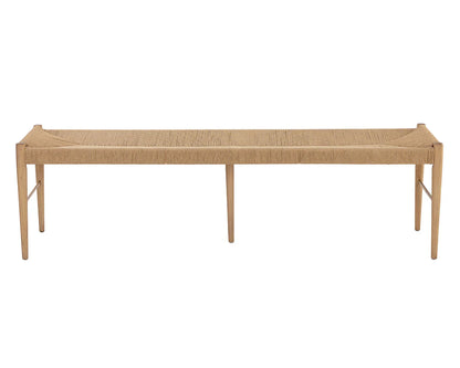 Moira Bench Natural Paper Rope With Solid Oak Frame