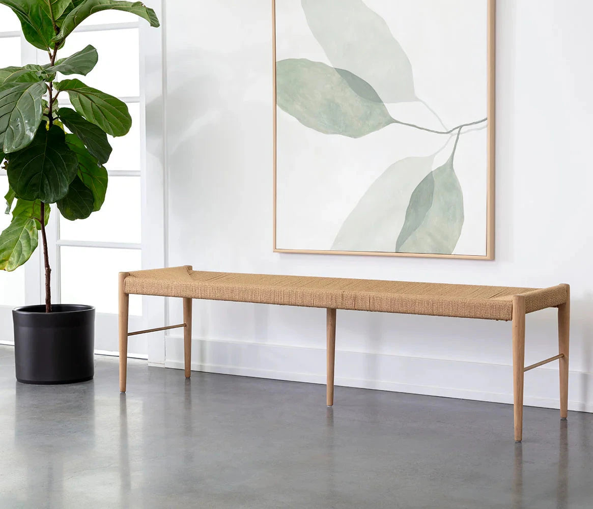 Moira Bench Natural Paper Rope With Solid