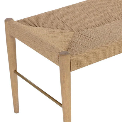 Moira Bench Natural Paper Rope With Solid Oak Frame